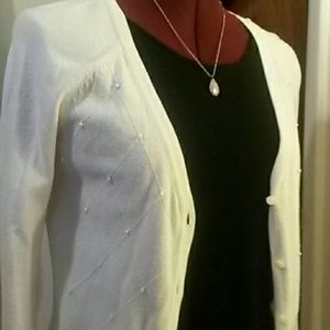 White pearl accented cardigan